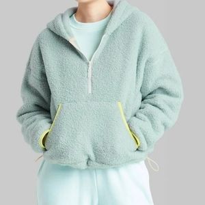 NWT Wild Fable Sherpa Pullover Half-Zip Sweater Women Size Small Casual Gorpcore